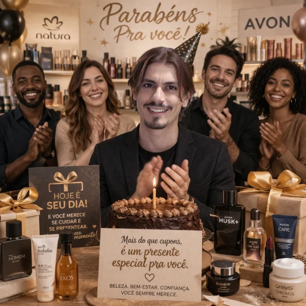 Feliz Aniversário! Parabéns! Pegue seu cupom de aniversário!